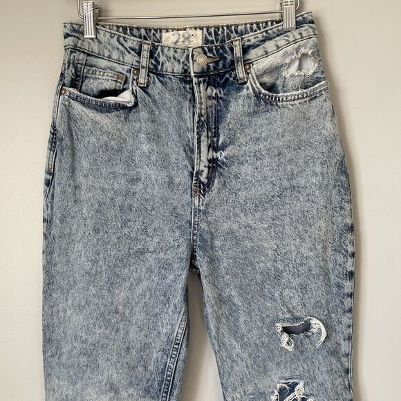 Free People We The Free Straight Leg Denim Jeans Blue Distressed Women's Size 28 - Picture 4 of 13